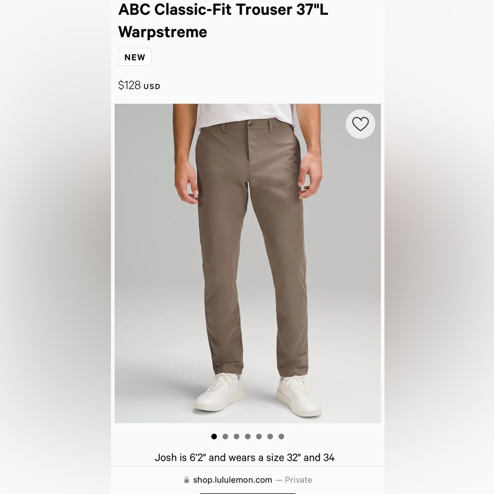 Lululemon Commission Classic-Fit Warpstreme 37"L size 36